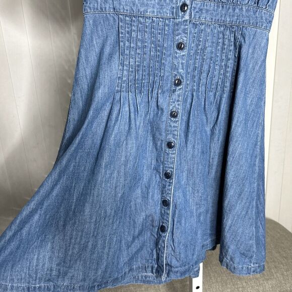 Madewell Denim Shirt Dress Mini Daylily Blue Short Sleeves Size 0 - Picture 5 of 8